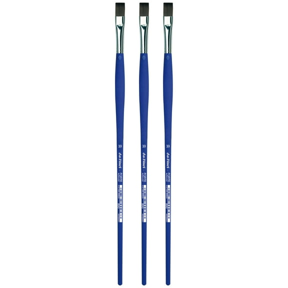 da Vinci FORTE-Acrylics Student Brush, Synthetic, Acrylic & Oil, Flat, Series 8640, Size 10, Pack of 3