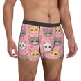 thumbnail image 5 of Men's Boxer Briefs, Cute Cartoon Cat Face Pink Soft Comfy Mens Underwear Boxer Briefs Breathable With Widen Waist, 5 of 7