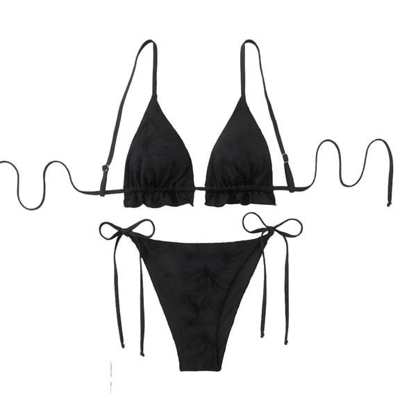 Fewfanhot Women's Two-Piece Bikini Set Halter Top with Removable Padding and Cutout Back Design for Summer Beach Pool