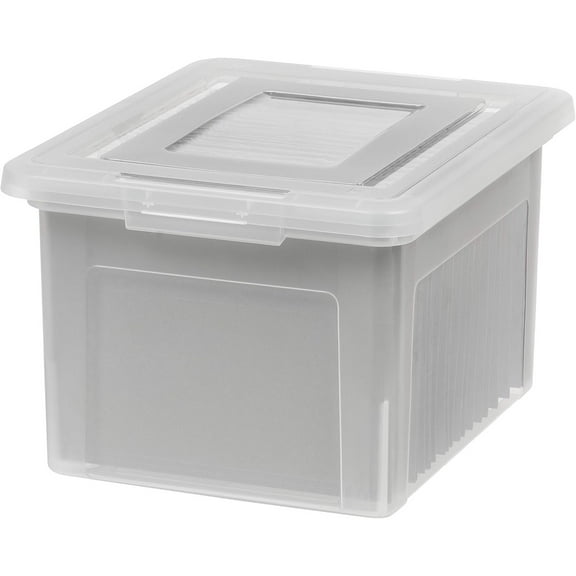 File Box, Plastic File Boxes With Lids, Document Organizer for Letter/Legal File, Document Box, Storage Bin For Hanging Files, Secure Latching Lid Stackable BPA-Free, Clear 35 Qt. 1 Pack