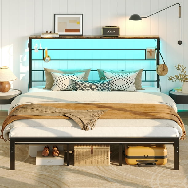 Bestier King Size Bed Frame with 49.2 High LED Storage