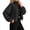 *Black, variant on ClodeEU Women's High Neck Zip Up Long Sleeve Cropped Jacket with Drawstring Hem,Casual Short Coat With Pockets ,Women's Plus L