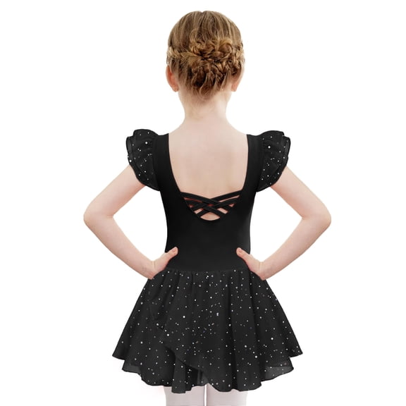 Zaclotre Black Leotard for Girls Toddler Hollow Back Dance Dress Outfit with