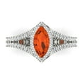 thumbnail image 2 of 1.2ct marquise cut red Zircon 18k white gold halo Bridal Wedding Engagement Promise Anniversary Ring for Women size 6.75, 2 of 7