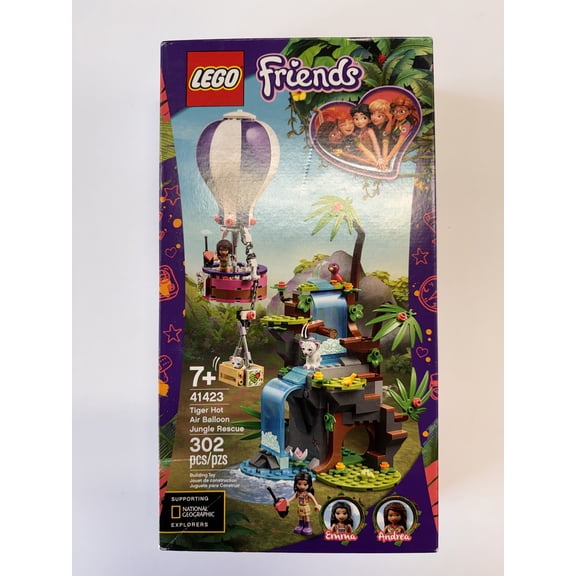 LEGO Friends Tiger Hot Air Balloon Jungle Rescue 41423 Animal Rescue Playset Comes with 2 Toy Tigers (302 Pieces)