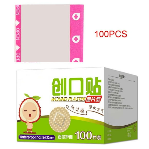 100Pcs Waterproof Mini Round Breathable Bandage Band Aid First Aid Wound Dressing Patch