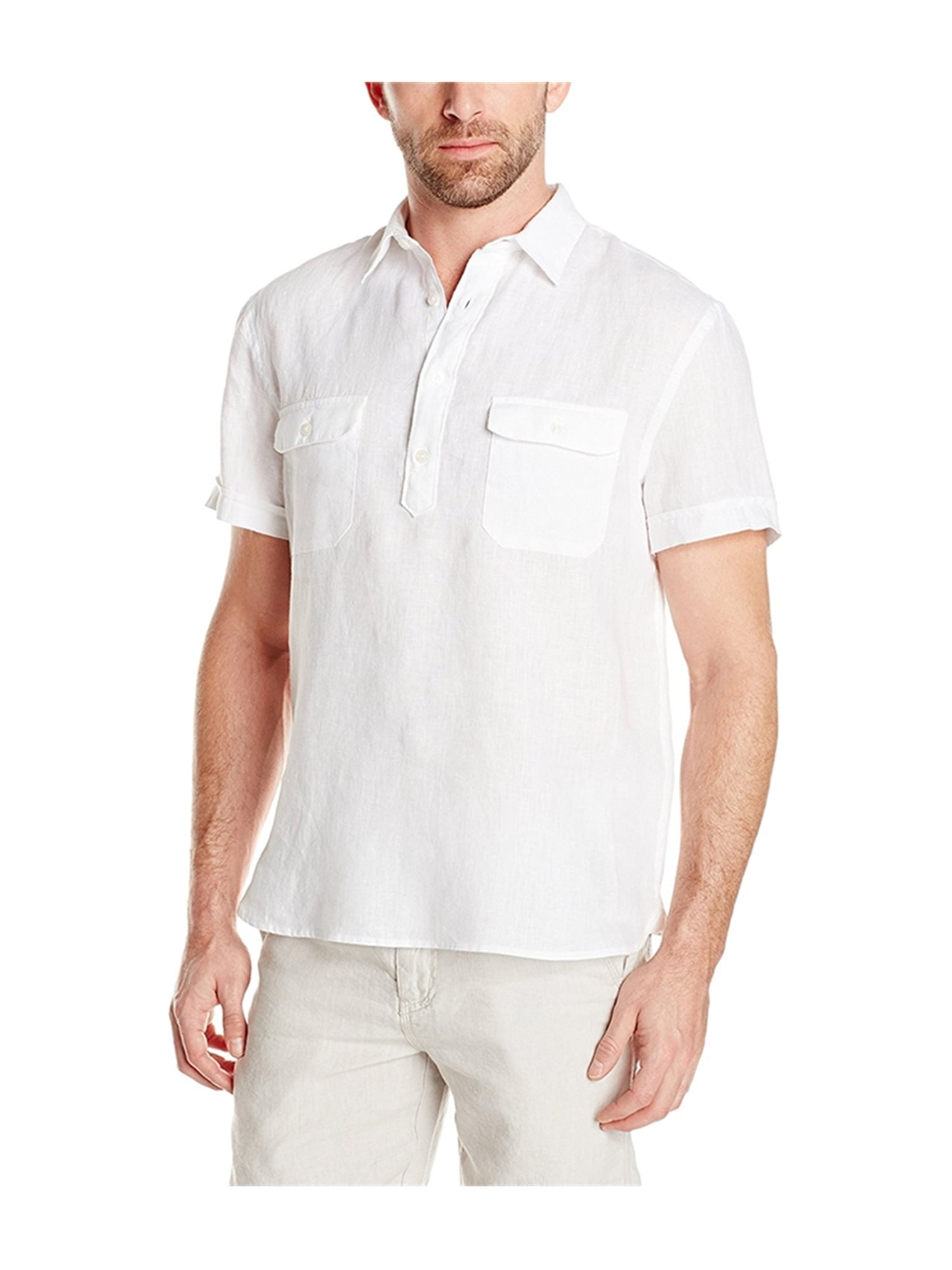 Perry Ellis - Perry Ellis Mens Double Pocket Popover Rugby Polo Shirt brightwhite S - Walmart 