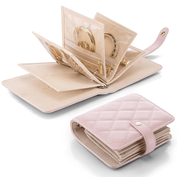 Estuche organizador de viaje para joyas Vlando Travel para mujer, color rosa