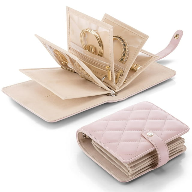 Estuche organizador de viaje para joyas Vlando Travel para mujer, color rosa