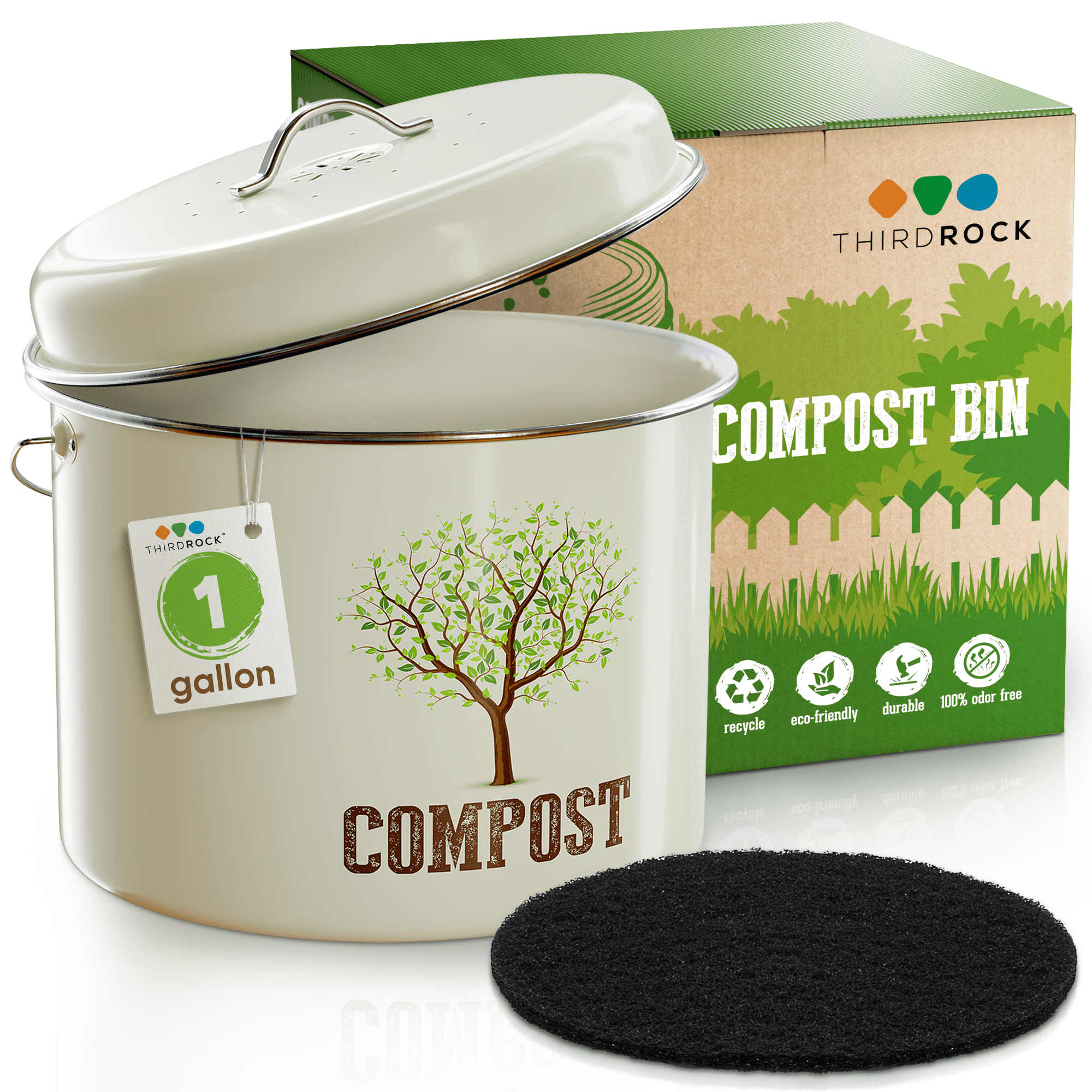 Third Rock Kitchen Compost Bin Countertop 1.0 Gallon Compost Bucket