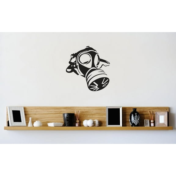 Custom Wall Decal Vinyl Sticker : Gas Mask Image Mural 16x16"