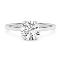 AFFY 1.00 Carat (ctw) Solitaire Style Engagement Rings For Women, Round Lab Created Moissanite Promise Ring For Her In 14k White Gold Over Sterling Silver | VVS1 Quality (1 Ctw) Ring Size-7.5