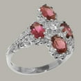 thumbnail image 2 of LBG British Made 18k White Gold Natural Diamond & Pink Tourmaline Womens Statement Ring - 33 size options - Size 4.25, 2 of 6