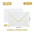 thumbnail image 2 of Uxcell 50 Pack A6 Envelopes, 4x6 Card V Flap Envelope Round Edge Valentine Envelopes with Gold Border for Office Wedding Card Invitations Graduation Party Gift, White, 2 of 8