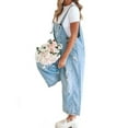 thumbnail image 3 of Sleeveless Women Casual Denim Jumpsuit Loose Wide Leg Jeans Oversall Bib Pants, 3 of 4