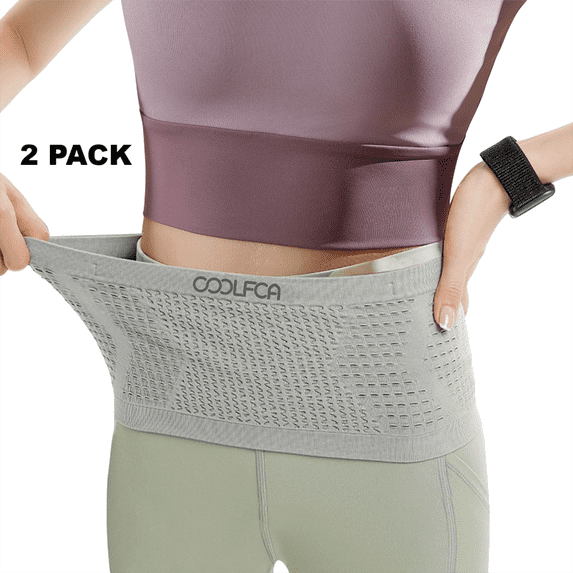 2 Pack Daupanzees Unisex Breathable Running Belt Bag,Non-slip Highly Elastic Fitness Sports Waist Pack Moisture Wicking Storage Belt for Phones Passport and More,Gray,L