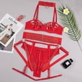 thumbnail image 4 of Conjunto de lencería sexy para mujer, con tirantes para el pecho, estilo europeo y americano, con tentación hueca y moldeador corporal, 4 of 5