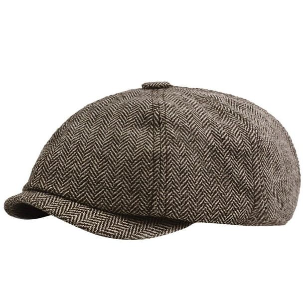 Hontri Visors in Sale Black Herringbone Newsboy Baker Boys Tweed Flat Cap Men s Gatsby Hat A Hat Coffee