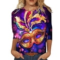 thumbnail image 1 of PMUYBHF T-Shirt Imprimé Joyeuses Fêtes Manches 3/4 Col Rond Blouse 897 m, 1 of 5