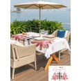 thumbnail image 4 of Outdoor Tablecloth with Umbrella Hole and Zipper, Christmas Tree Rectangle Table Cloth 52x70 Inch Waterproof Tablecloth, Winter Xmas Yellow Pink Snowflake Picnic Table Cover for Patio Camping, 4 of 7