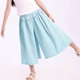 thumbnail image 4 of KyCheLot Kids Girls Solid Color Capris Pants Summer Pleated Wide Leg Elastic Waist Pants Comfy Fashion Skirts Pants, 4 of 6