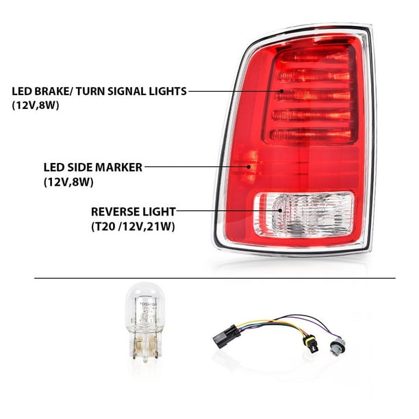Tail Lights For Dodge Ram 1500 Right Passenger Side LED Tail Light Assembly For 2013-2018 Ram 1500 2500 3500 - Smoked Red Lens Ram Tail Lights Tail Lights For Dodge Ram 1500 Right Passenger Side LED Tail Light Assembly For 2013-2018 Ram 1500 2500 3500 - Smoked Red Lens Ram Tail Lights