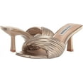 thumbnail image 4 of Steve Madden Twinkled Gold  Kitten Braided Toe Knotted Mule Slide Heeled Sandals (Gold, 7), 4 of 4