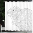 thumbnail image 4 of Ambesonne Groundhog Day Shower Curtain, Zentangle Ornament, 69"Wx75"L, Charcoal Grey and White, 4 of 5