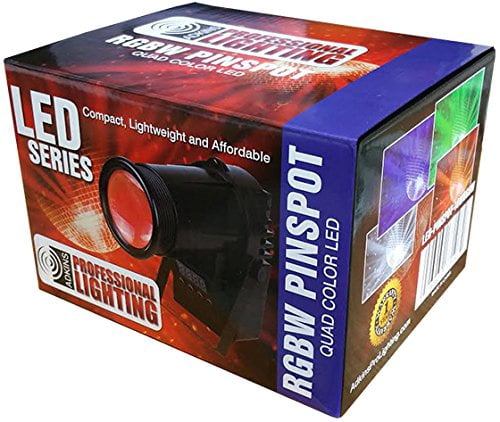 Pinspot LED Quad Color DMX - 10 Watt - Red, Green, Blue, White - Great for Lighting Disco Balls - Stage Light - Dj Light