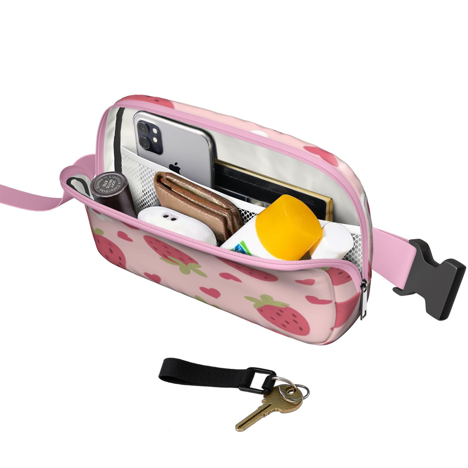 Belt Bag for Men&Women Hands Free Running Belt for Jogging with Adjustable Strap for Casual Running Hiking Cycling Strawberry Sporty Waist Pack