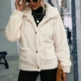 thumbnail image 1 of Winter Coat, Reversible Women's Fleece Jacket Long Sleeve Button Warm  For Parties For Outdoor Milky White XL, 1 of 8