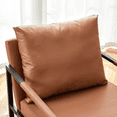 thumbnail image 6 of Classic Brown Accent Chair, PU Leather Armchair with Metal Frame, Ergonomic Modern Industrial Style Single Seater Sofa for Living Room, Office, Bedroom, 6 of 10