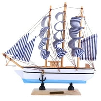 Sailboat Model Ship Wooden Sailing Boat Nautical Decor Ornament Sail Wood Decoration Decorations Vintage Home Beach