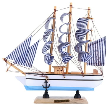 Sailboat Model Ship Wooden Sailing Boat Nautical Decor Ornament Sail Wood Decoration Decorations Vintage Home Beach