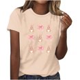 thumbnail image 1 of Tops de Cuello Redondo para las Mujeres Impreso Manga Corta Suéter Camiseta de Imitación Rack, Top Casual de Moda para el Hogar Diario Y el Trabajo, 1 of 4