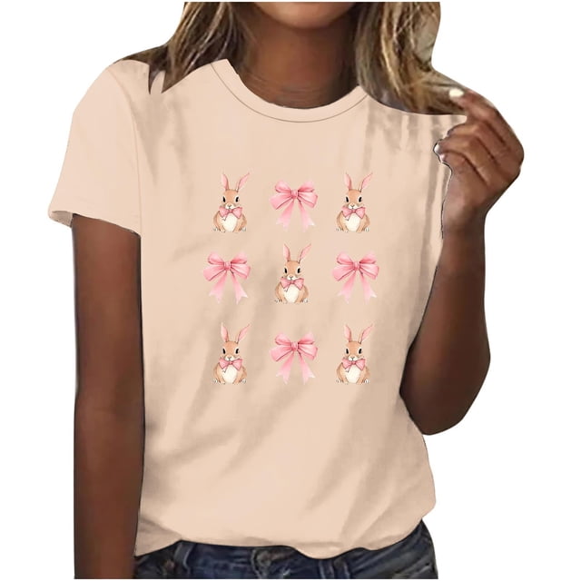 Tops de Cuello Redondo para las Mujeres Impreso Manga Corta Suéter Camiseta de Imitación Rack, Top Casual de Moda para el Hogar Diario Y el Trabajo