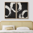 thumbnail image 3 of IDEA4WALL Framed Canvas Print Wall Art Set of 2 Black & White Paint Stroke Circle Rings Abstract Modern Art Decorative Contemporary Artwork for Bedroom, Office, Hotel - 16"x24"x2 Panels Natural, 3 of 5