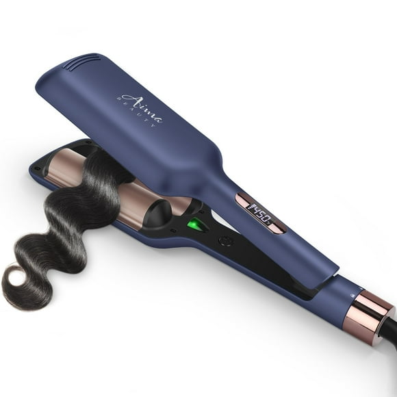 32mm (1.25") Aima Beauty Twins Mermaid Hair Waver, Anti-Scald Hair Crimper 2 Barrel, Beach Wave Curling Iron, Curling Wand with Storage Lock 15S Heats Up for Short/Medium/Long H