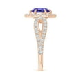 thumbnail image 3 of Angara Natural 1.45 Ct. Tanzanite with Diamond Halo Ring in 14K Rose Gold for Women (Ring Size: 3.5), 3 of 10
