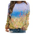 thumbnail image 2 of Nouveaux Hauts pour Femmes 2023 Mode Dames Chandail en Molleton à Manches Longues Col Rond Imprimé Blouse Pull-Over Coupe Décontractée Chandail en Molleton Oversize pour Femmes, 2 of 5