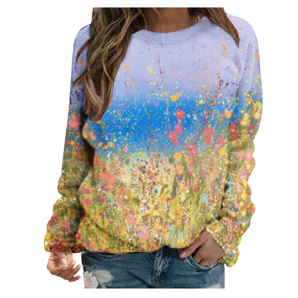 Sudadera Para Mujer Con Cuello Redondo, Moda de Otoño, Blusa Estampada de Manga Larga Para Mujer, Top Odeerbi ODB150133
