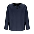 thumbnail image 5 of Fashion YLSDY 2025 Summer Linen Shirts for Men Casual Long Sleeve Cotton T Shirts Lace Up V Neck Tops Beach Hawaiian Shirts Navy M, 5 of 8