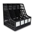 thumbnail image 2 of SAYEEC Desktop Magazine Holder Desk File Organizer 4 Compartments Vertical File Dividers Book Holder Frames Document Cabinet Rack Storage Organizer Box for Home Office School Black, 2 of 10