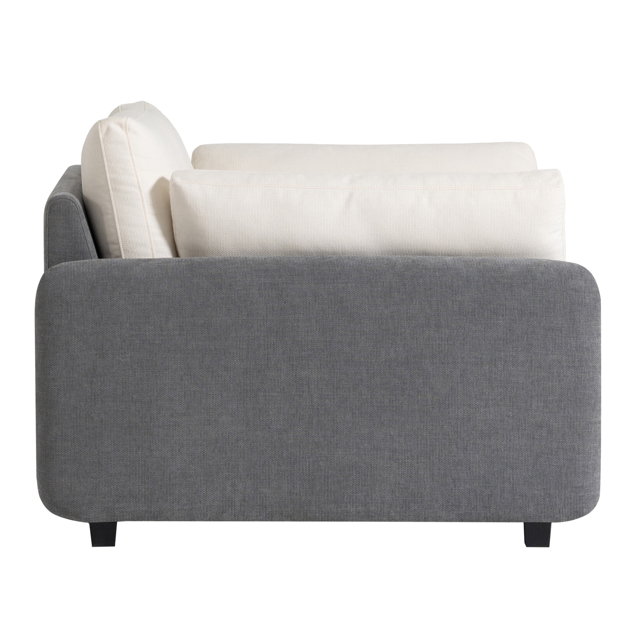 Noble House Iveron Oversized Chenille Upholstered Single Sofa Chair, Armchair Couch with Armrest Pillows, Gray & Cream
