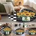 thumbnail image 6 of Sunflower Large Area Rugs for Bedroom Living Room, Soft Non Slip Carpet Bedside Rug, Black White Check Farmhouse Bee Vase Floral Round Floor Cover Kitchen Accent Rug 4' for Dining Room/Office, 6 of 9