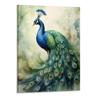 JEUXUS Animal Wall Art Canvas Modern Art Paintings Peacock Artwork Decor  Wall Pictures Nature Animal Wall Art Painting Office Decor Room Home  Decoration 16x20 Inch Frameless 