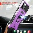 thumbnail image 5 of iPhone 12 Case with Slide Camera Cover & Kickstand, TECHCIRCLE Rugged Military Grade Protective Cover Ring Stand Magnetic Case for iPhone 12 6.1", Purple, 5 of 7