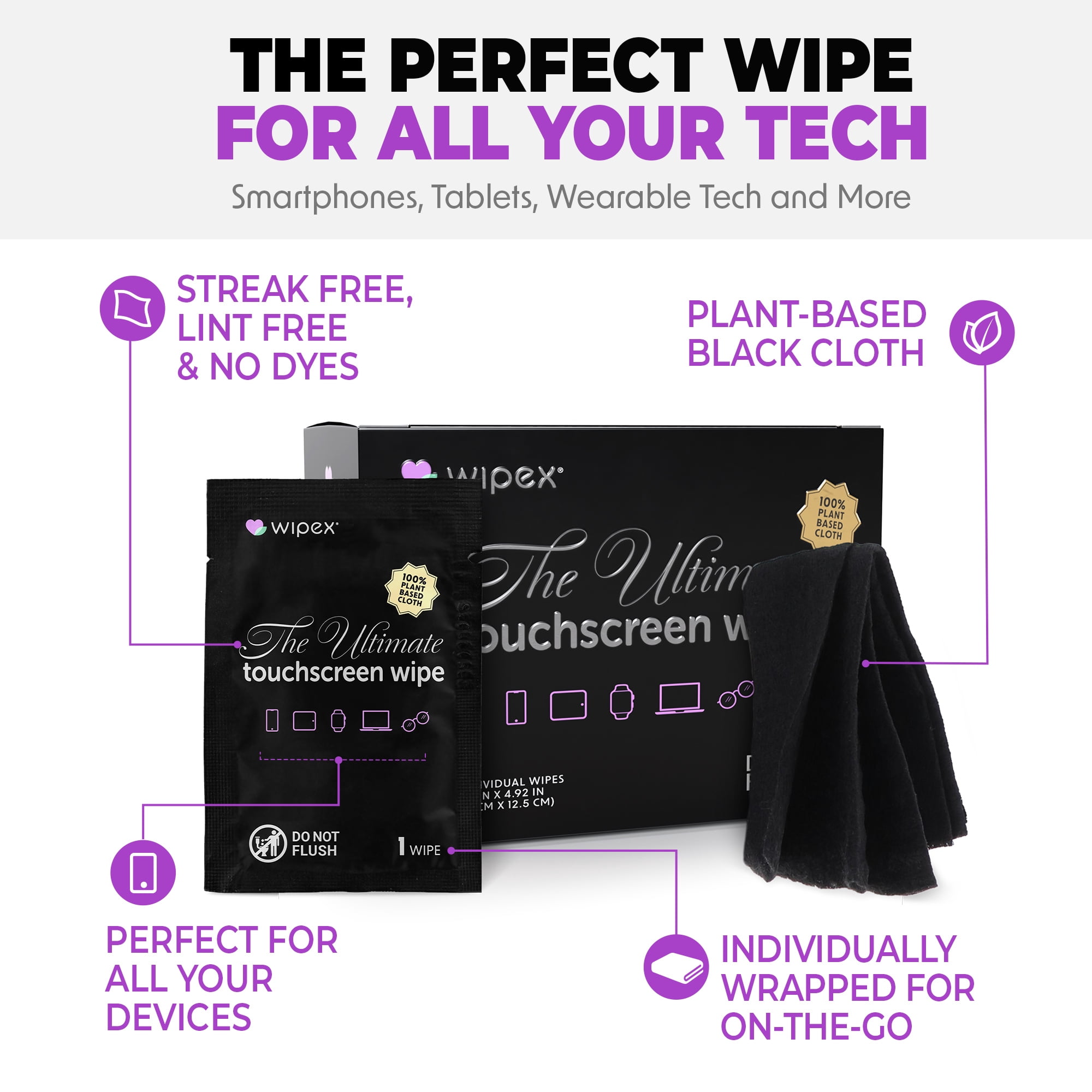 Wipex Cleaning Combo Pack -  Screen Cleaner Wipes & Fitness Equipment Wipes Bundle