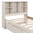 thumbnail image 5 of Twin Size Bed Frame with Built-in USB Port on Bookcase Headboard and 2 Drawers, Solid Wood Platform Bed with Storage Headboard for Boys/Girls/TeensBedroom, No Box Spring Needed, White Washed, 5 of 7