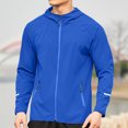 thumbnail image 2 of YLSDY Men's Running Jacket Water Resistant Windbreaker Hooded Zipper Workout Jacket Outdoor Sport Training Coat Blue XXL, 2 of 9